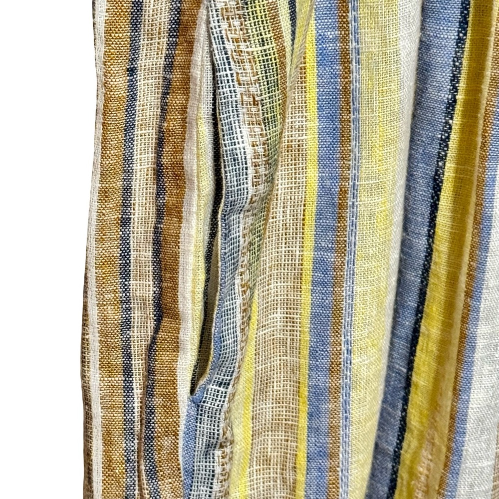 DREW | ANTHROPOLOGIE Linen Cotton Striped Wide Leg Frayed Hem Jumpsuit Medium - Picture 6 of 15